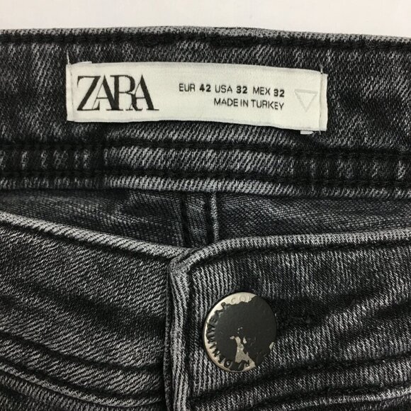 Zara Men's Faded Black Skinny Jeans Stretch Distressed size 32 x 26" - Picture 3 of 8